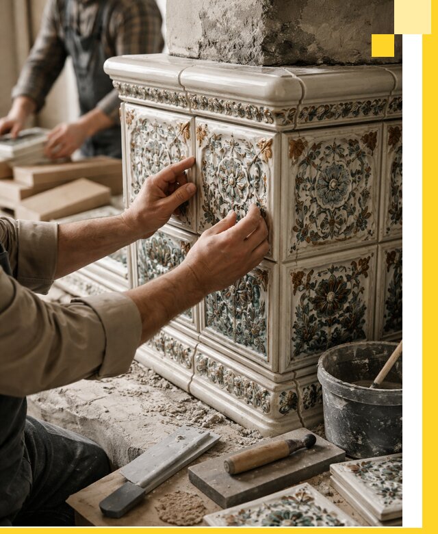 Изразцовые камины под ключ в Чернушке: проект и монтаж