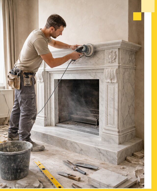 Изготовление и установка мраморных каминов в Чернушке под ключ