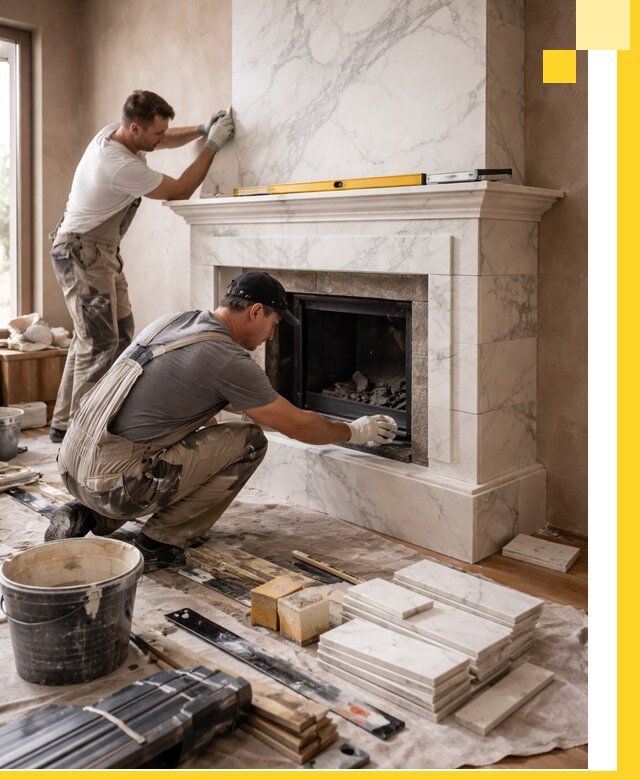 Отделка каминов в Чернушке качественные облицовочные работы