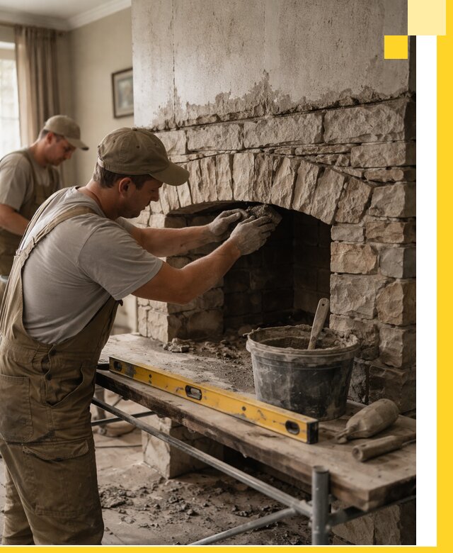 Изготовление каминов под ключ в Чернушке, монтаж и отделка