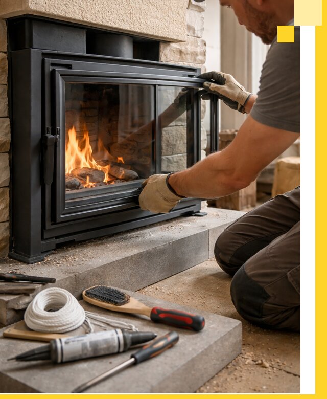 Производство, монтаж и доставка каминов со стеклом в Чернушке