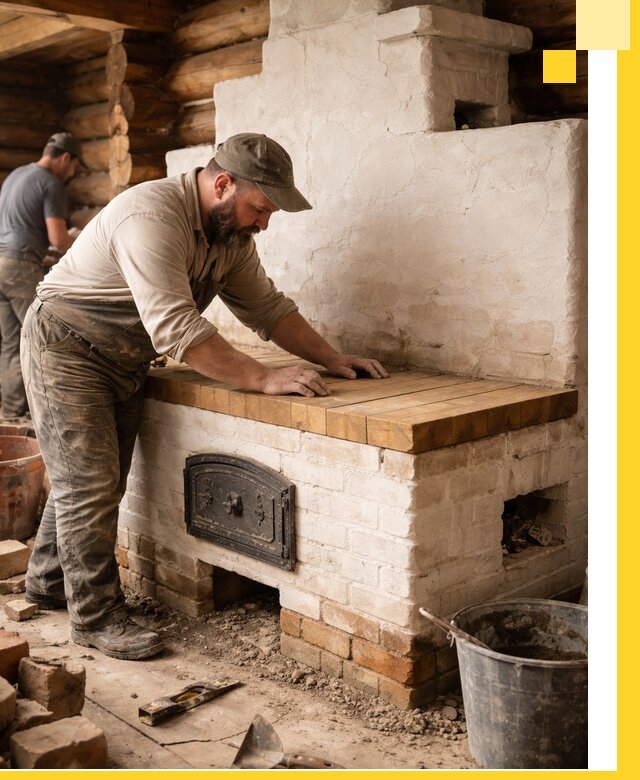 Проектирование и установка русской печи с лежанкой в Чернушке