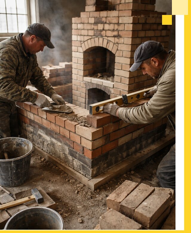 Изготовление и монтаж печей и каминов из кирпича в Чернушке