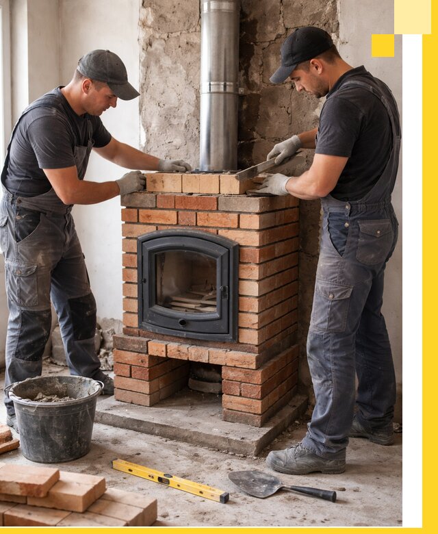 Монтаж печи камина под ключ в Чернушке с гарантией и пусконаладкой