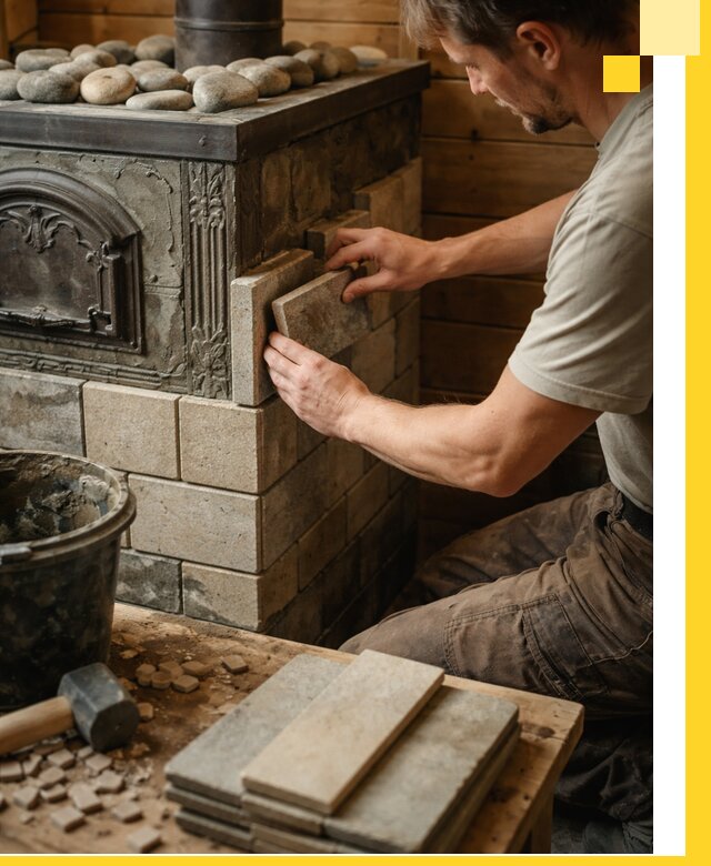 Облицовка банных печей в Чернушке профессиональная отделка