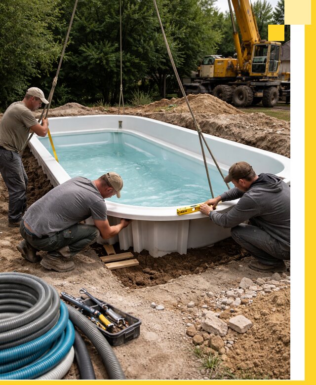 Установка и монтаж композитных бассейнов под ключ в Чернушке