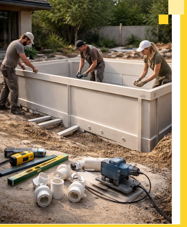 Установка полипропиленовых бассейнов под ключ в Чернушке