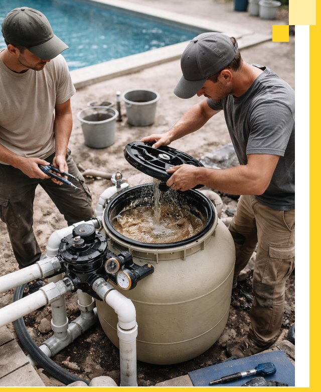 Установка и обслуживание песочных фильтров для бассейнов в Чернушке