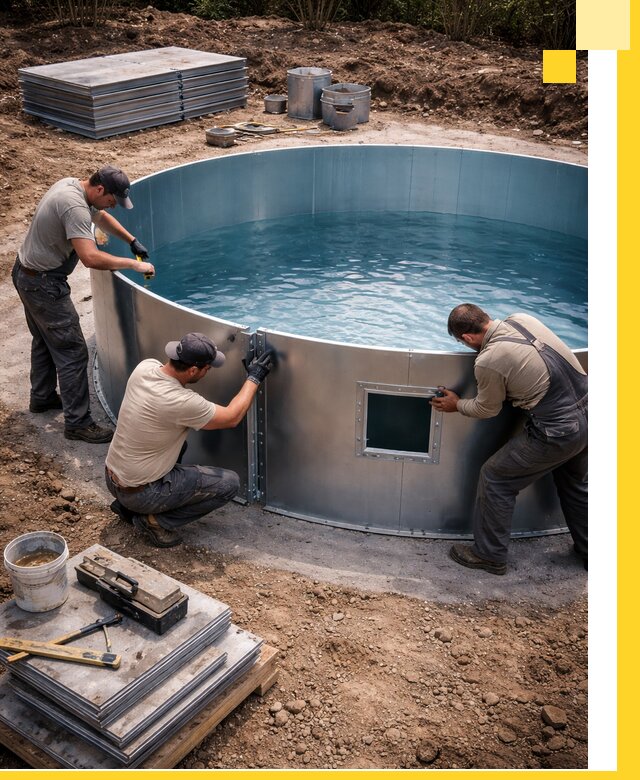 Круглые бассейны под ключ в Чернушке проектирование и монтаж