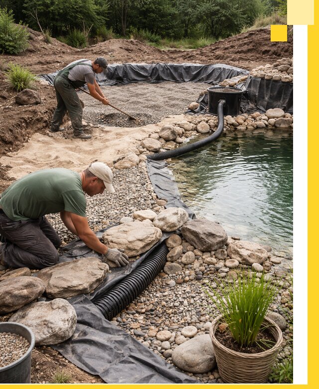Строительство природных бассейнов и озер в Чернушке под ключ