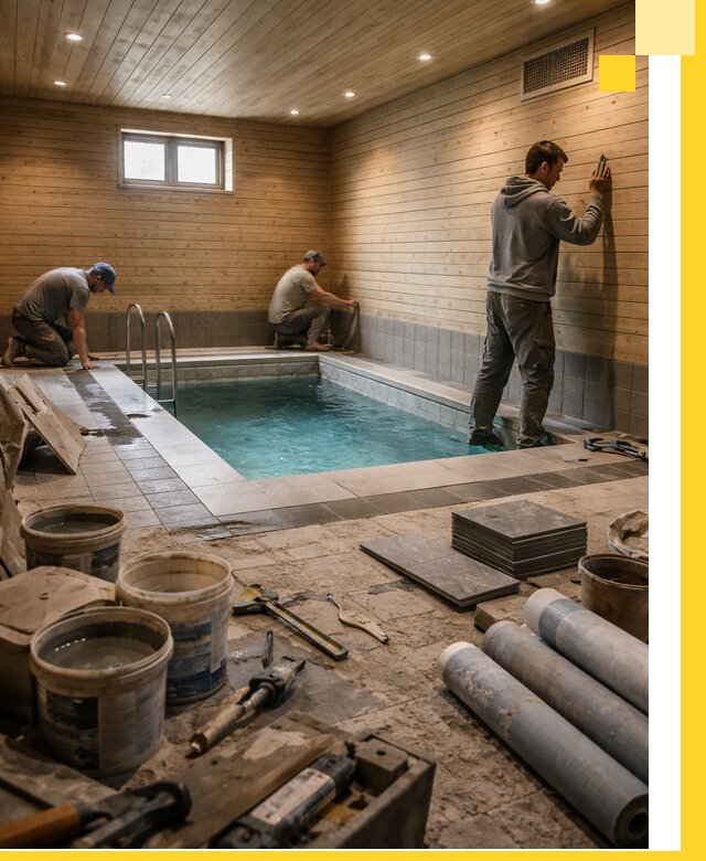 Строительство бани с бассейном и сауной под ключ в Чернушке