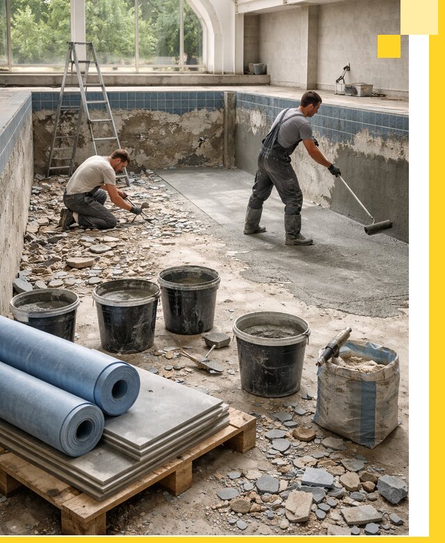 Реконструкция бассейнов в Чернушке: ремонт, гидроизоляция