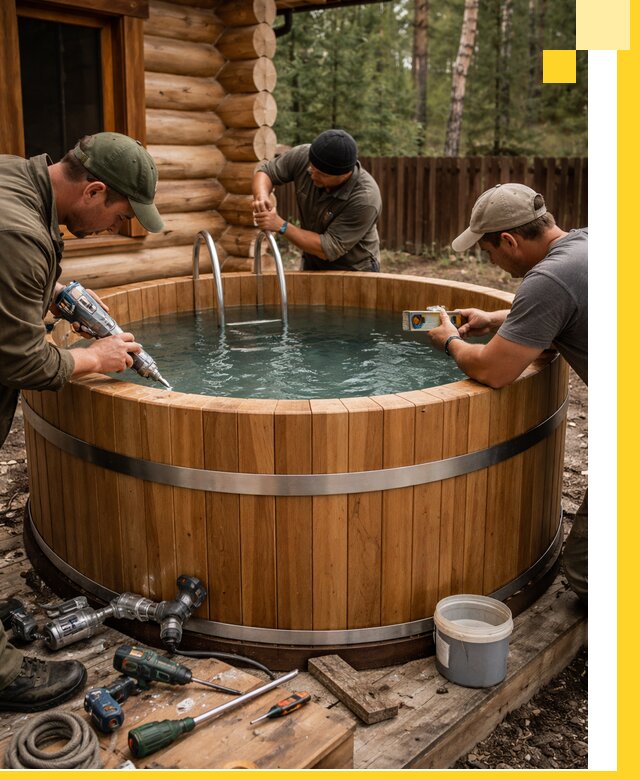 Строительство бань с купелью под ключ и отделкой в Чернушке