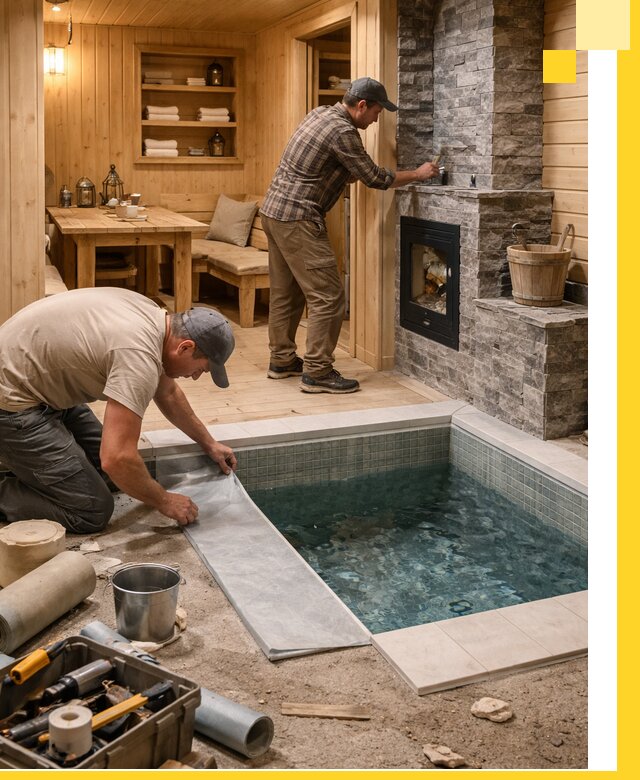 Строительство бань с комнатой отдыха под ключ в Чернушке