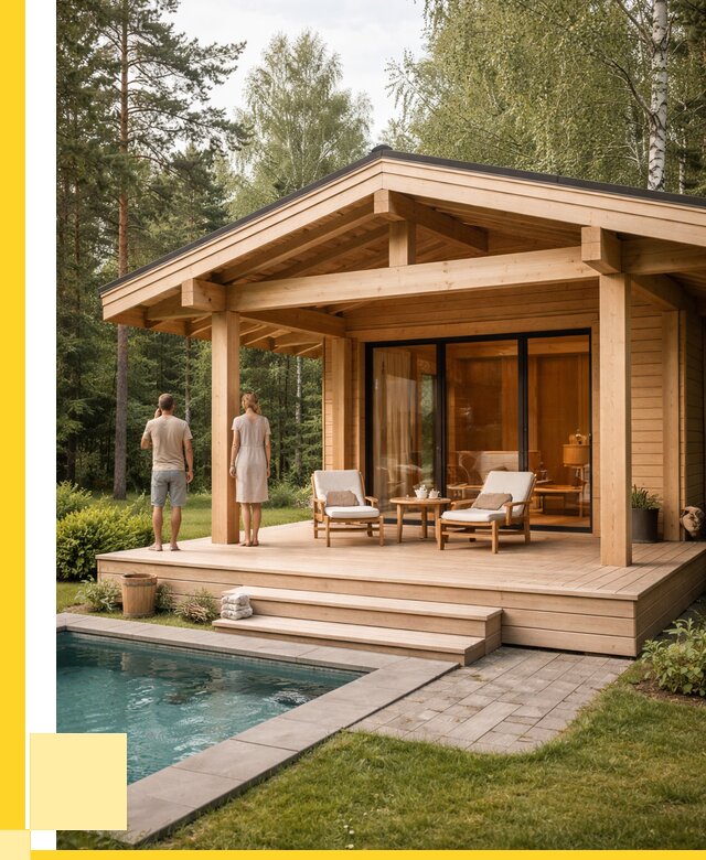 Бани с террасой под ключ в Чернушке от 609360 р. | ЭриданЧрш