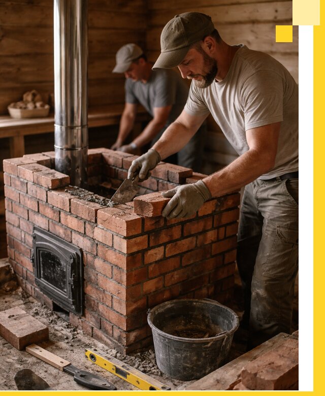 Кирпичные печи для бани под ключ в Чернушке, проект и монтаж