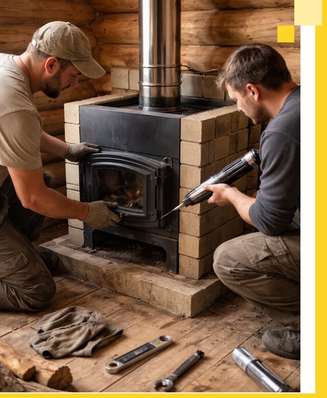 Монтаж и установка печи в бане под ключ с гарантией в Чернушке