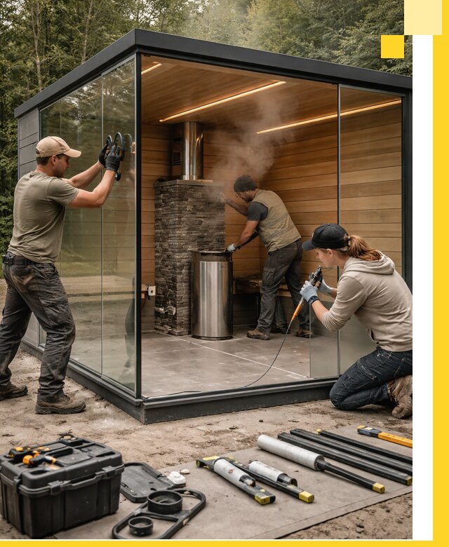 Проектирование и строительство стеклянных бань в Чернушке