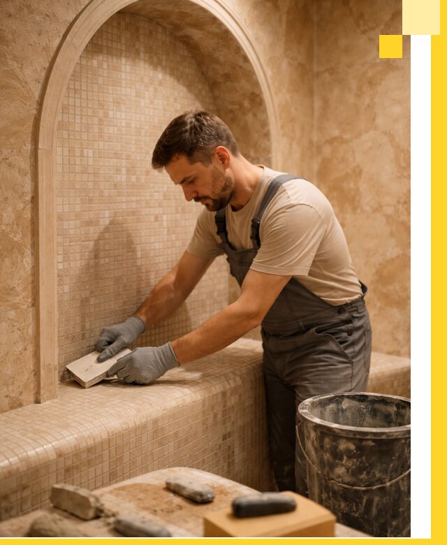 Профессиональная отделка хамамов с мозаикой под ключ в Чернушке