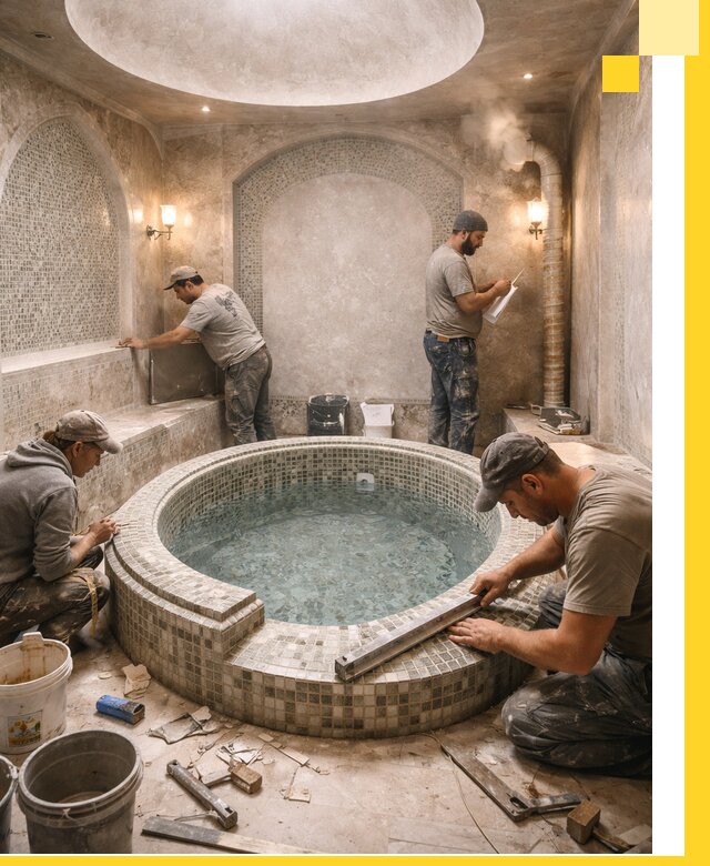 Профессиональное строительство хамама с бассейном в Чернушке под ключ