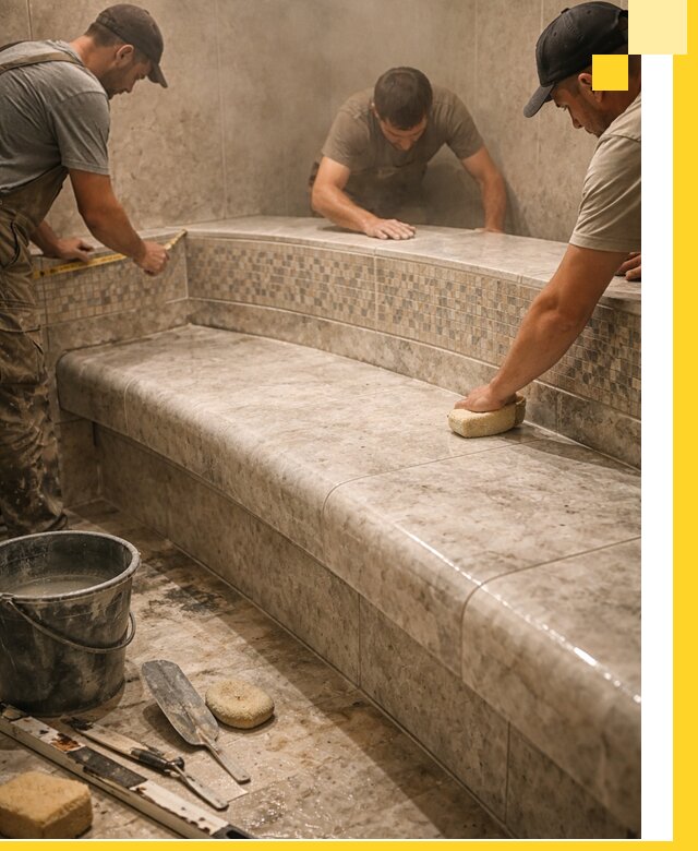 Изготовление и установка сидений для хамама в Чернушке